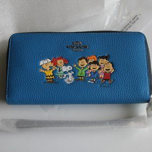 Coach X Peanuts Long Zip Around Wallet With Snoopy And Friends